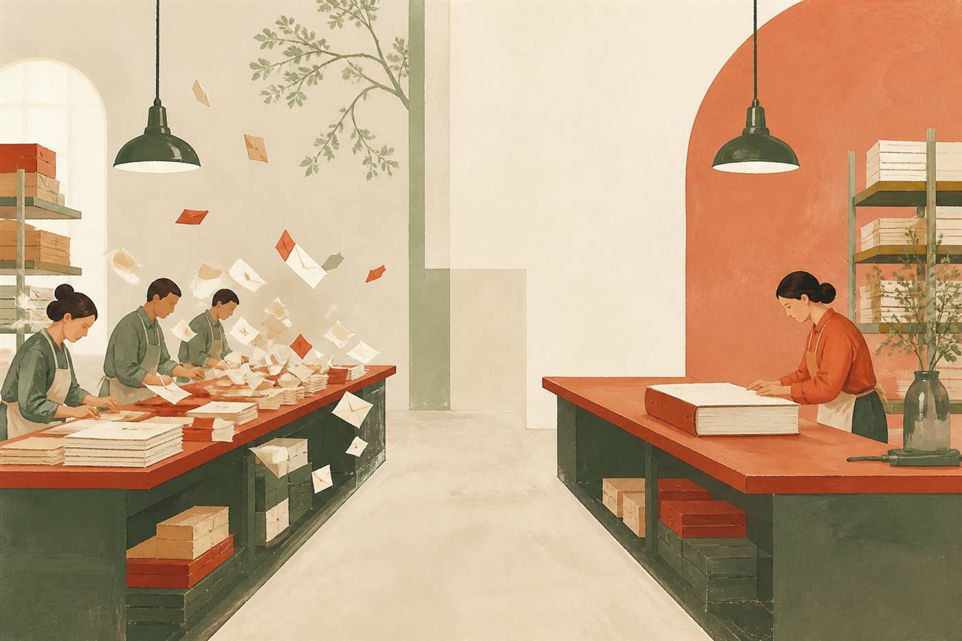 两条并排的工作台